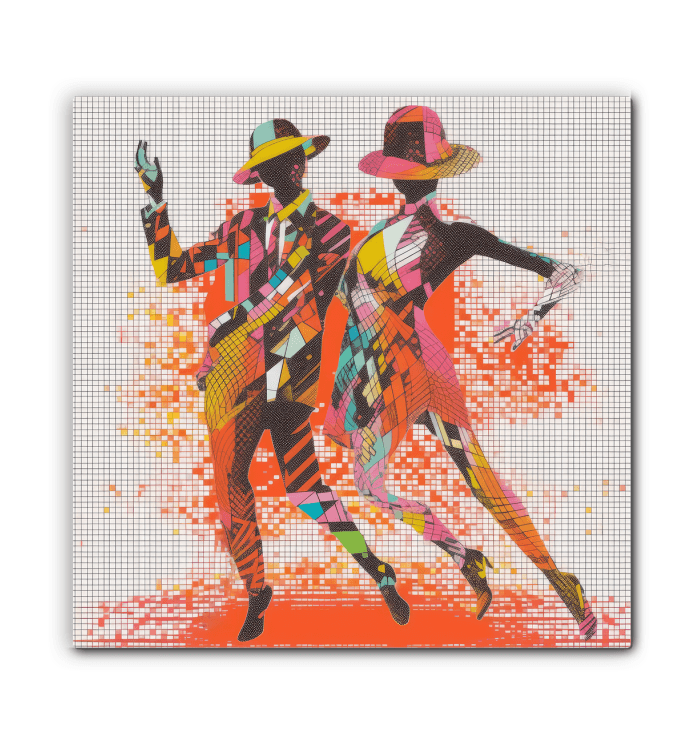 Vibrant colors of Balletic Dreamland Fashion Wrapped Canvas in sunlight.