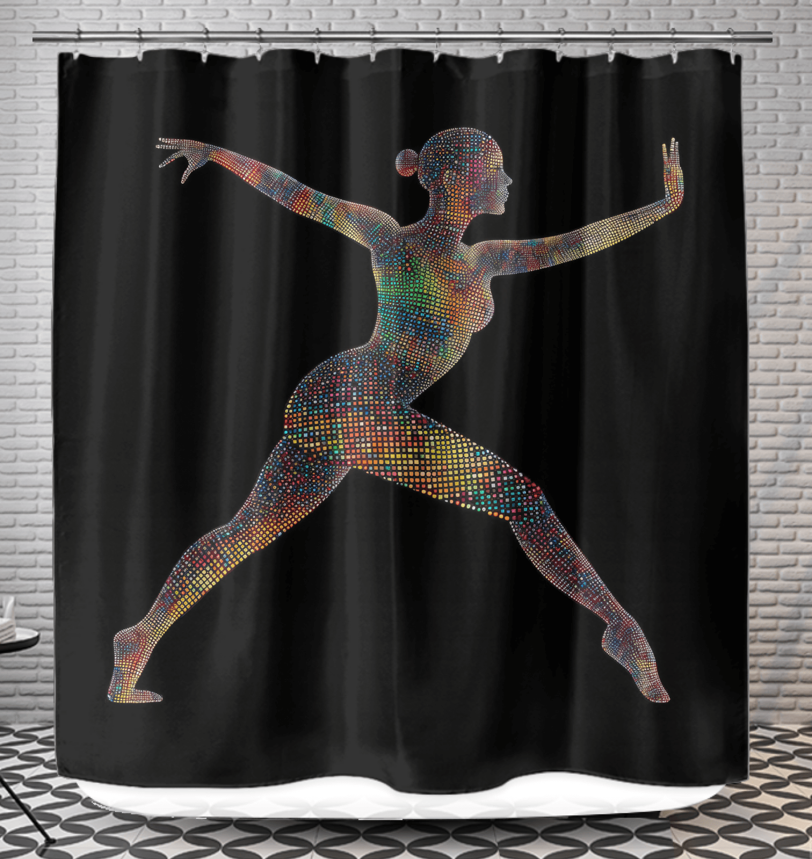 Balletic Elegance Fashion Shower Curtain draped elegantly in a stylish bathroom setting.