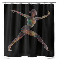 Close-up of the unique design on the Balletic Elegance Fashion Shower Curtain, showcasing its intricate patterns.