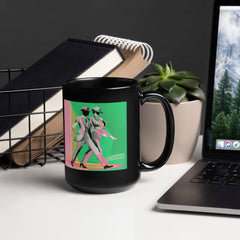 Elegant black glossy mug from the Balletic Euphoria collection, perfect for stylish mornings.