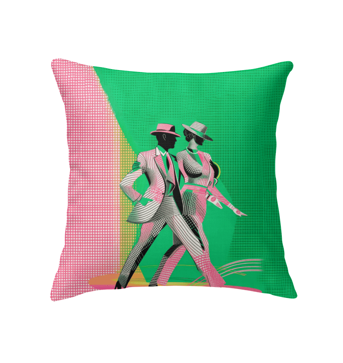 Balletic Euphoria Fashion Pillow on elegant living room sofa.