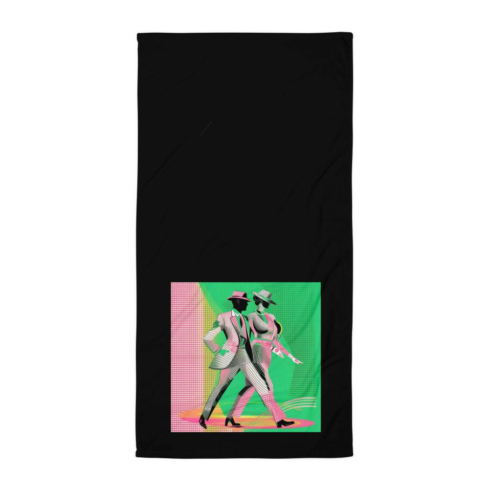 Balletic Euphoria Fashion Towel displayed elegantly on a beach setting