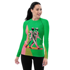 Elegant Balletic Euphoria Rash Guard for Women in Action.