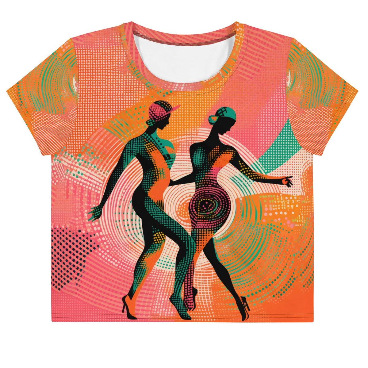 Balletic Extravaganza all-over print crop tee on model