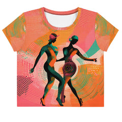 Balletic Extravaganza all-over print crop tee on model