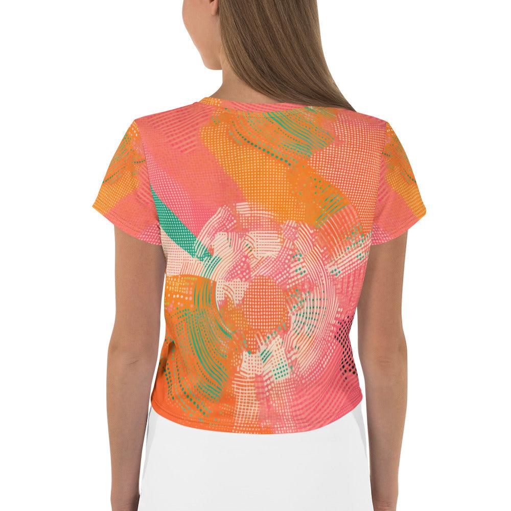 Close-up of Balletic Extravaganza crop tee fabric print