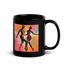 Balletic Extravaganza Black Glossy Mug on wooden table