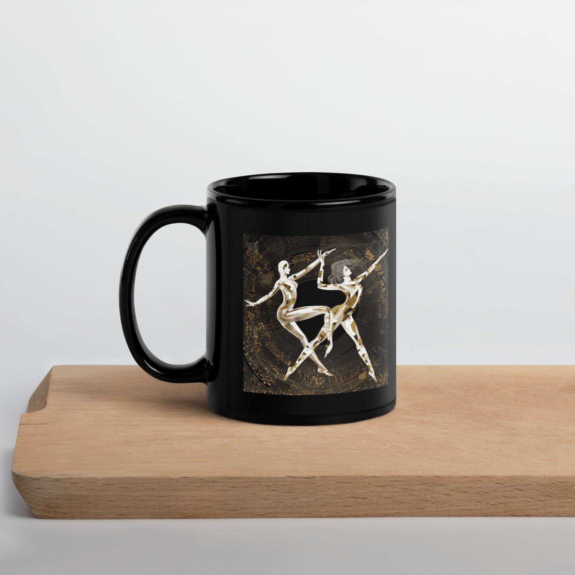 Balletic Extravaganza Style Black GElegant black coffee mug with unique ballet-inspired designlossy Mug - Beyond T-shirts