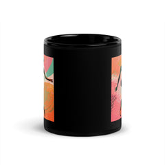 Black Glossy Mug with Balletic Extravaganza pattern in soft light