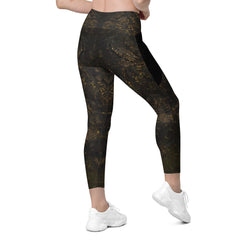 Close-up of crossover design on balletic extravaganza leggings