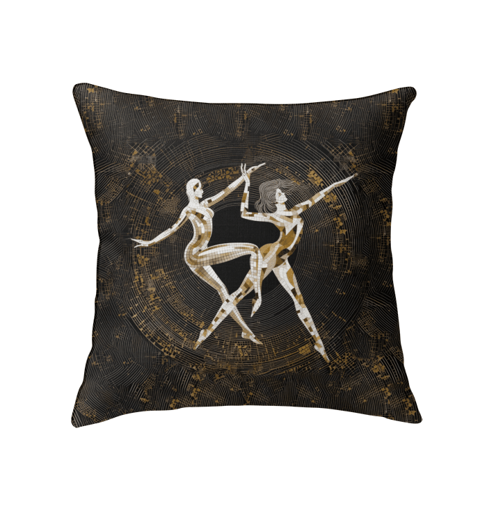 Balletic Extravaganza Style pillow displayed in a cozy living room setting.