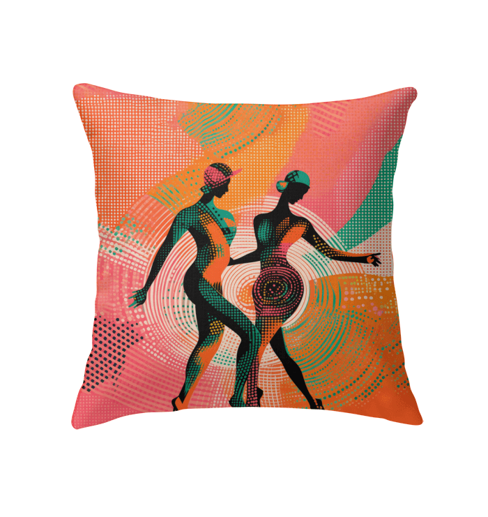 Stylish indoor pillow with balletic design, enhancing living room elegance