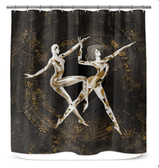Durable and stylish shower curtain with Balletic Extravaganza theme for bathroom decor.