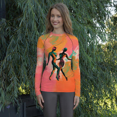 Elegant Balletic Extravaganza Women's Rash Guard in action.