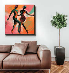 Vibrant Balletic Extravaganza wrapped canvas for lively room ambiance.
