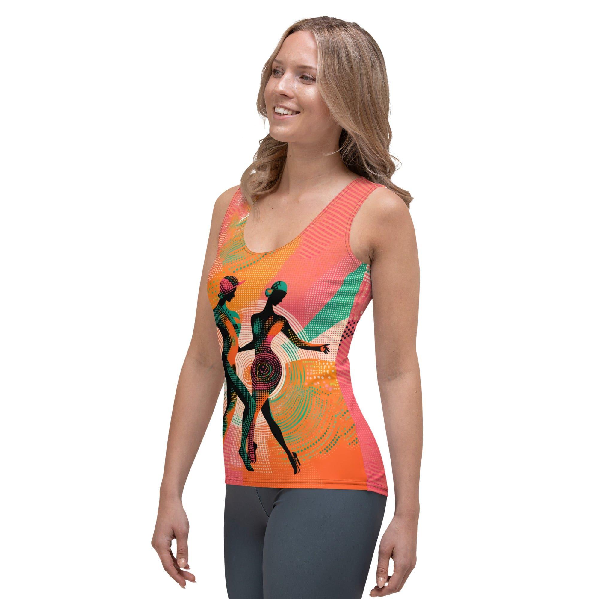 Back view of Balletic Extravaganza sublimation cut and sew tank top.
