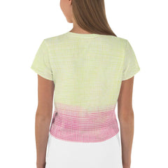 Stylish all-over print Balletic Fantasia crop tee, perfect for fashion enthusiasts.