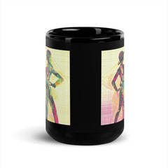Durable black mug with elegant balletic attire imprint