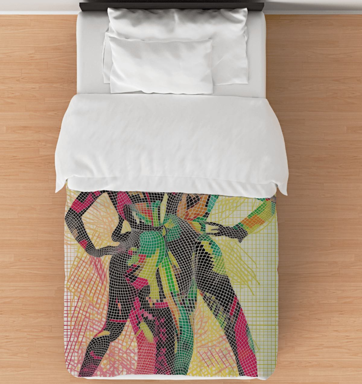 Balletic Fantasia Attire Duvet Cover featuring elegant design for a luxurious bedroom.