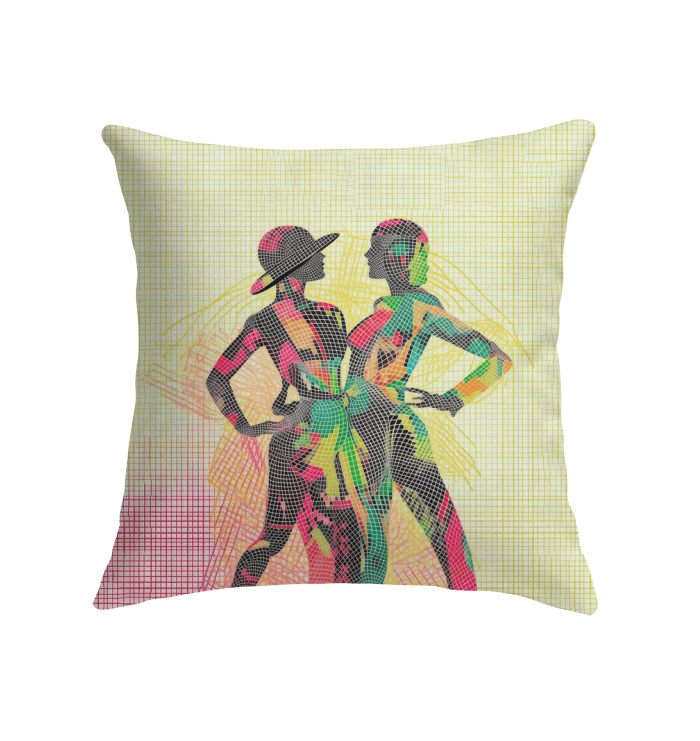 Artistic Balletic Fantasia Attire indoor pillow featuring graceful patterns, ideal for home decor enhancement.