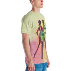 Model wearing Balletic Fantasia Attire Men's T-Shirt showcasing style