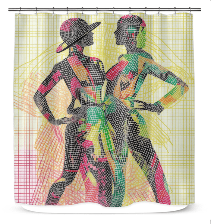 Balletic Fantasia themed shower curtain displaying elegant attire design for stylish bathroom decor