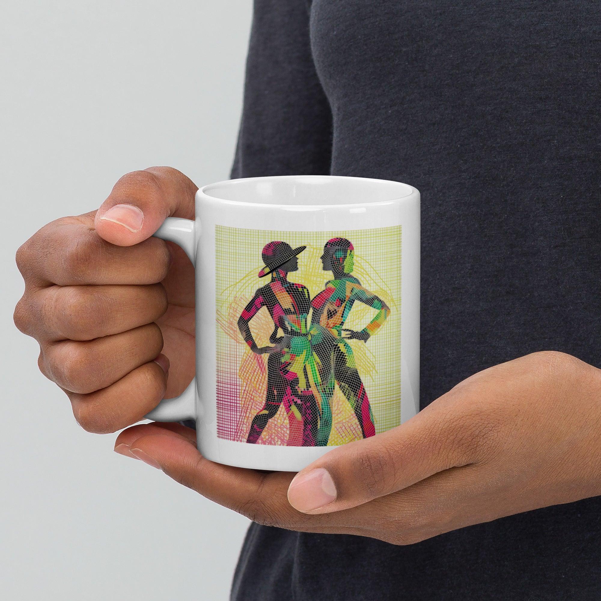 Elegant white mug inspired by ballet fantasia