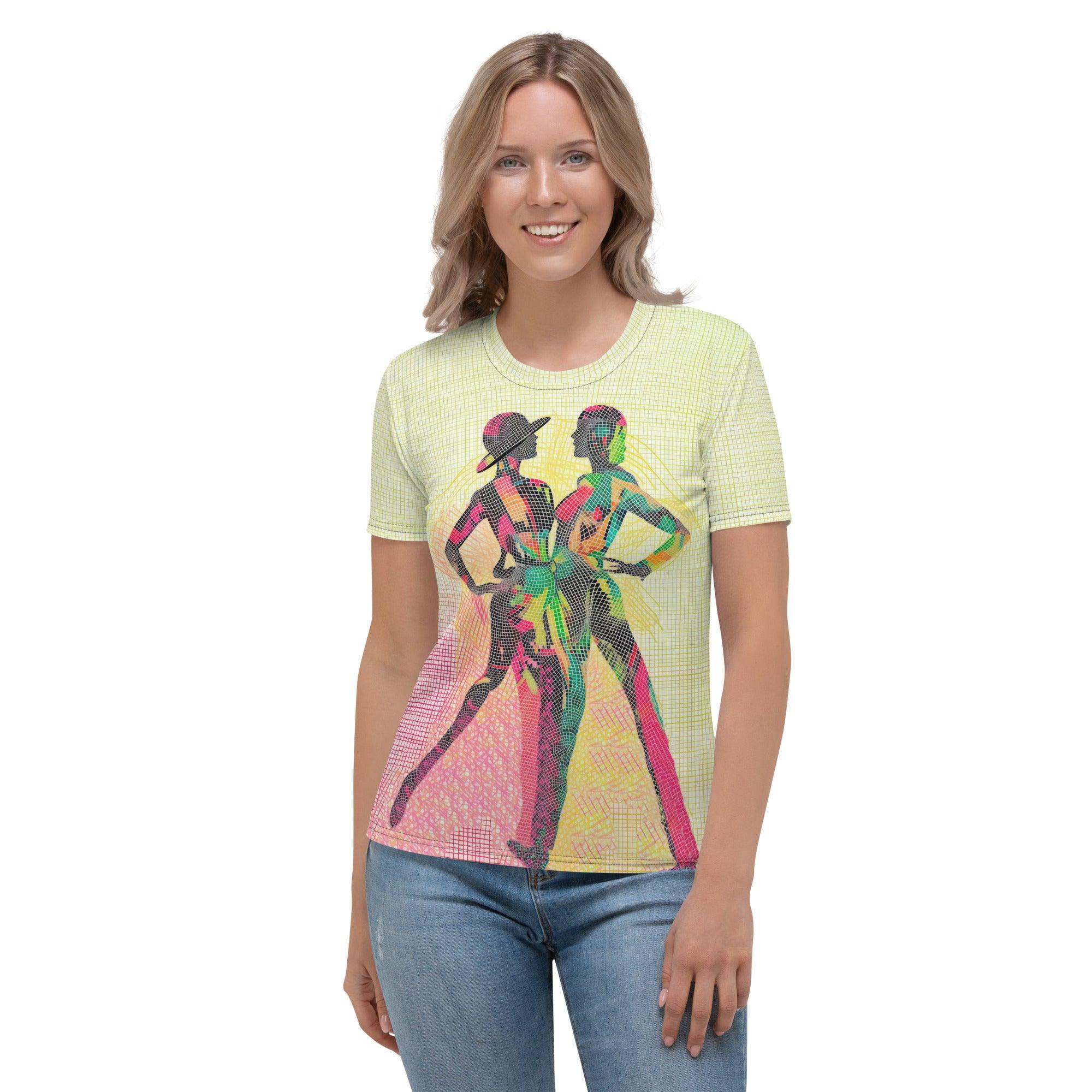 Elegant Balletic Fantasia women's t-shirt on a model