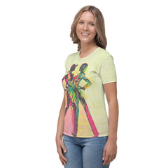 Stylish woman wearing Balletic Fantasia t-shirt, casual look