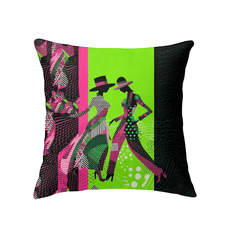 Elegant indoor pillow featuring balletic fashion artwork for modern interiors