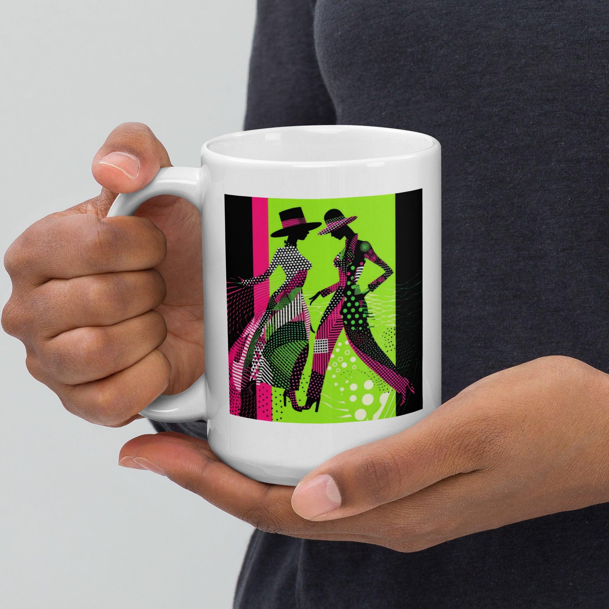 Stylish balletic portrait mug in glossy white, ideal for a sophisticated gift.