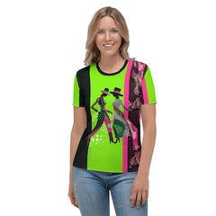 Elegant Balletic Fashion Portrait on Women's T-shirt design.