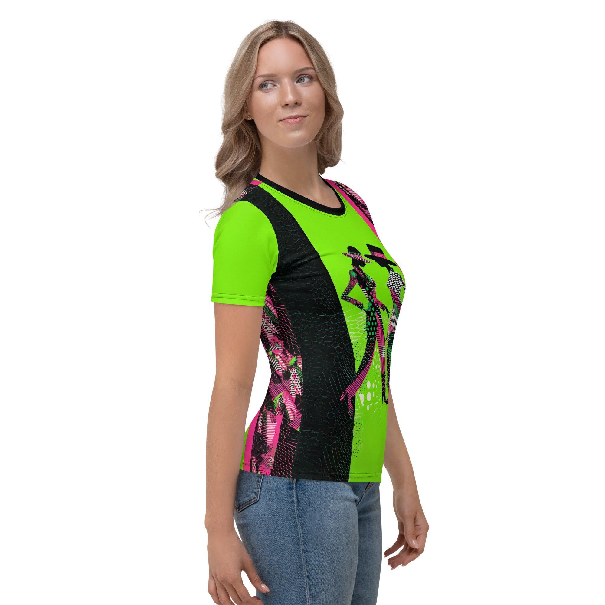 Unique balletic fashion portrait t-shirt for women.