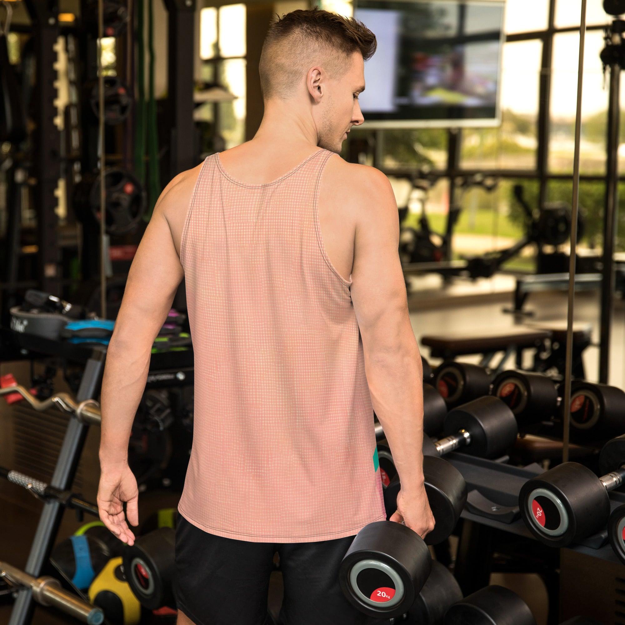 Elegant men's tank top with balletic flourishes pattern for stylish and active wear.