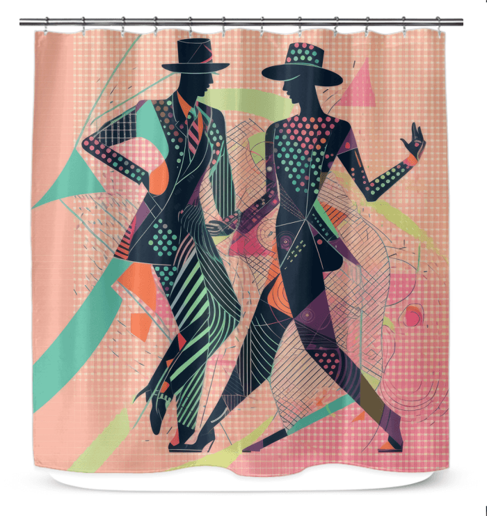 Balletic Flourishes shower curtain with dance motif - great gift for ballet fans