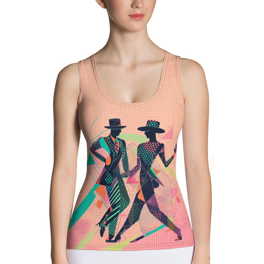 Balletic Flourishes Attire tank top with elegant sublimation design.