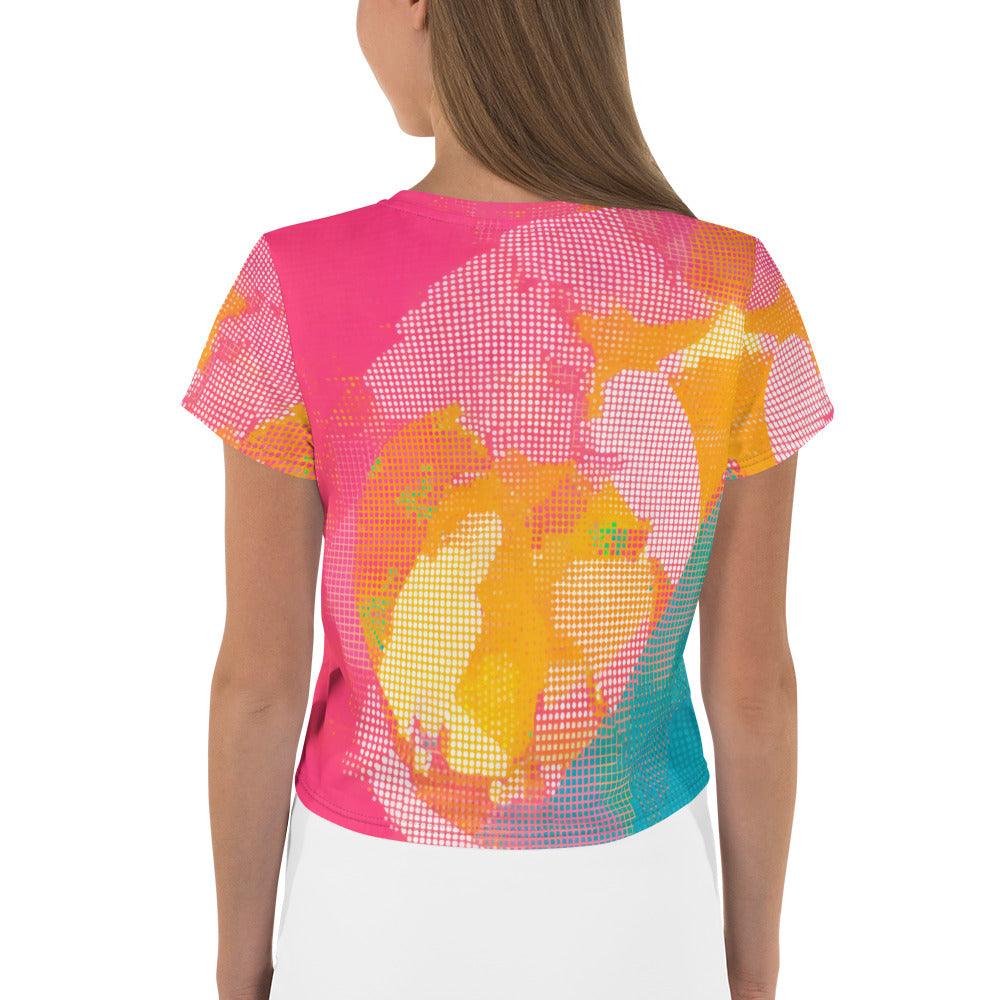 Stylish all-over print Balletic Fusion Fashion crop tee for a modern look.