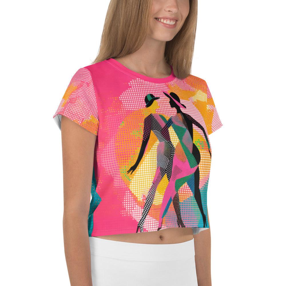 Unique Balletic Fusion Fashion crop tee with eye-catching print detailing.