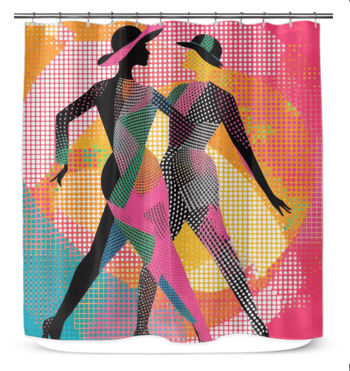 Elegant Balletic Fusion Fashion Shower Curtain in artistic design for sophisticated bathroom decor.