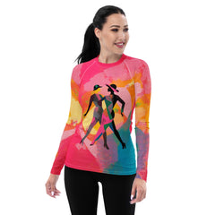 Balletic Fusion women's rash guard front view in elegant design