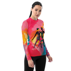 Balletic Fusion Fashion Rash Guard for women in action - swimming