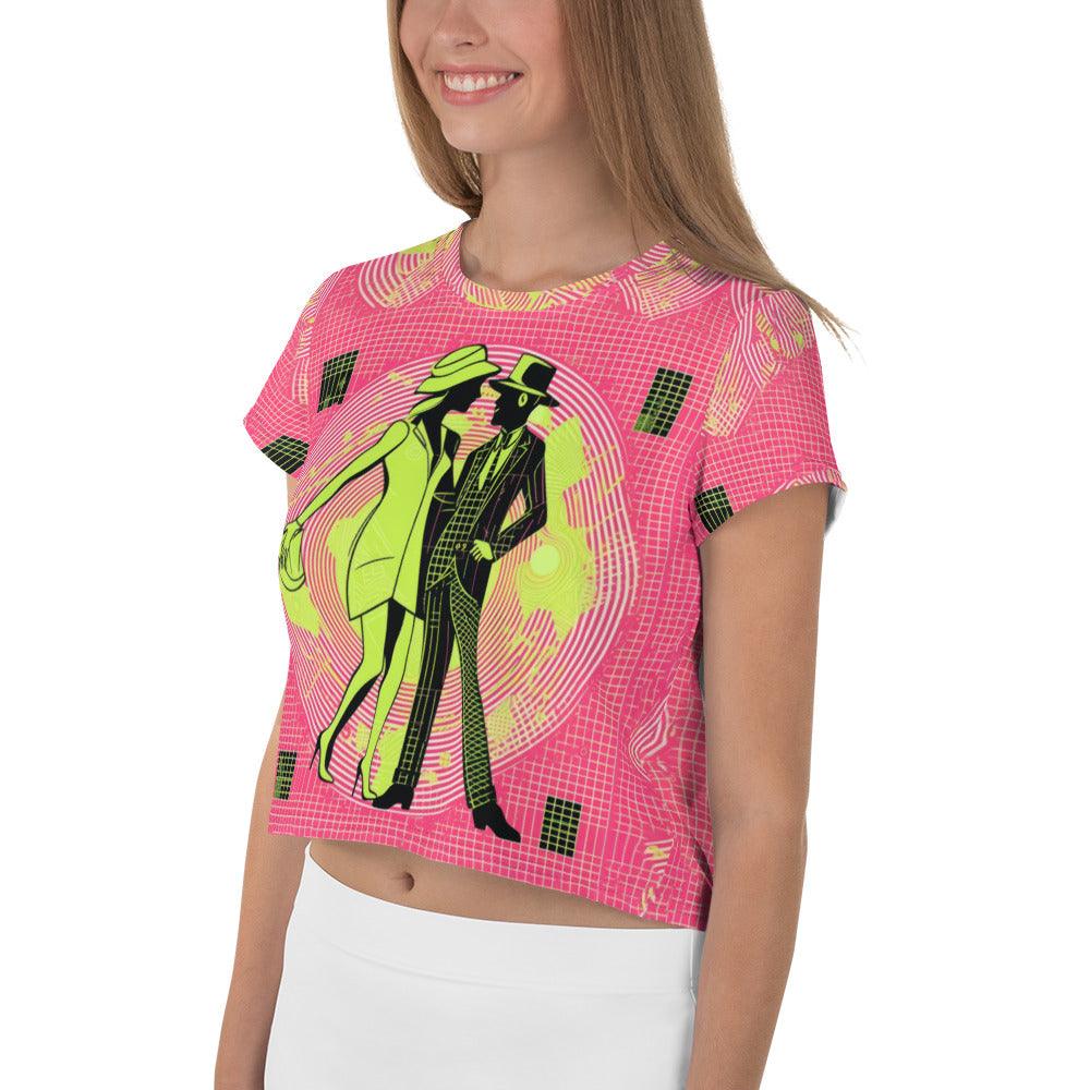 Fashionable All-Over Print Crop Tee for Dancers.