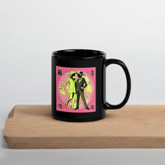 Side view of Balletic Intensity black glossy coffee mug