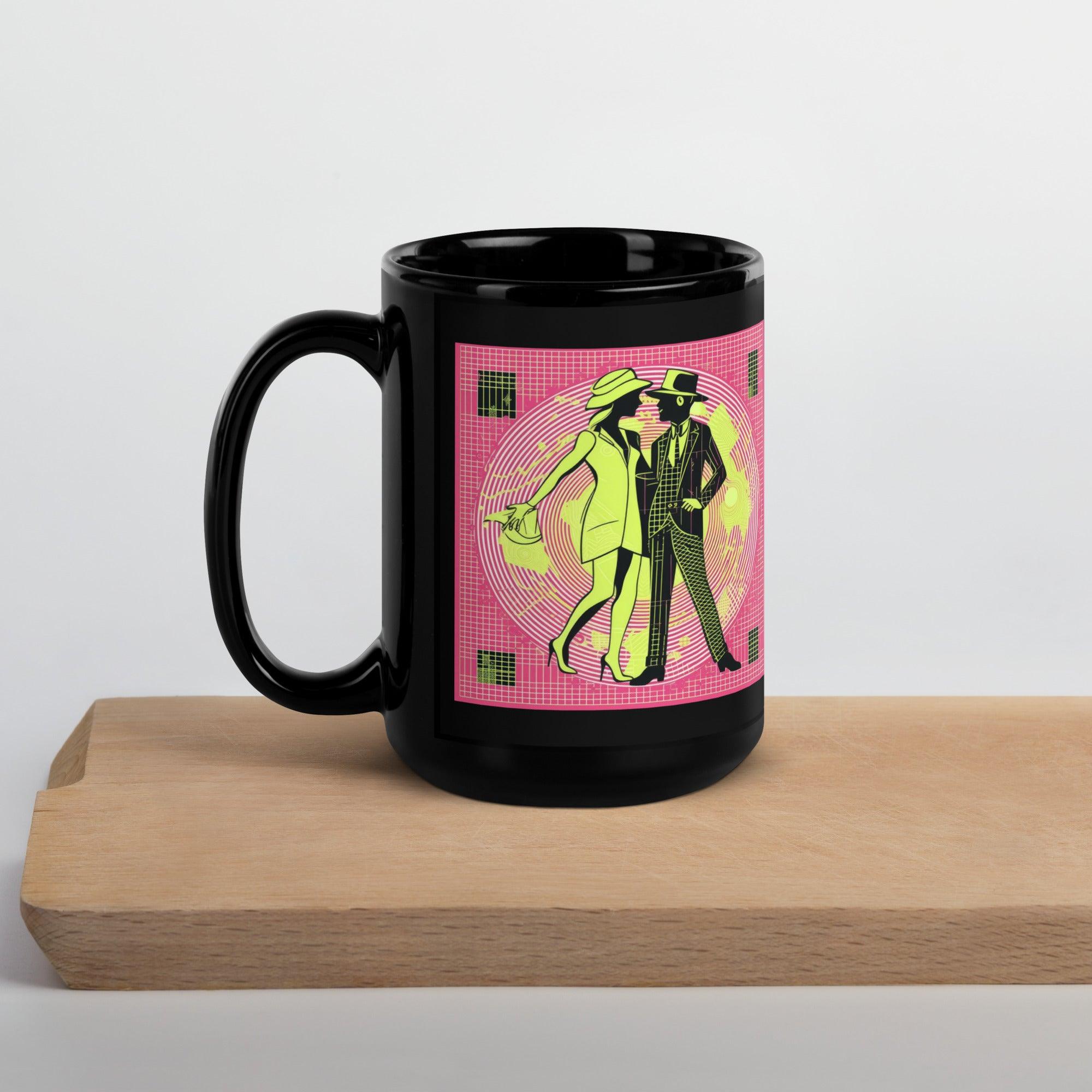 Person holding Balletic Intensity black glossy mug filled with coffee