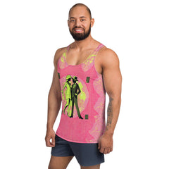 Model wearing Balletic Intensity Men's Tank Top, perfect for dance.