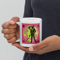 Close-up of Balletic Intensity Attire mug handle, showcasing its sleek design.