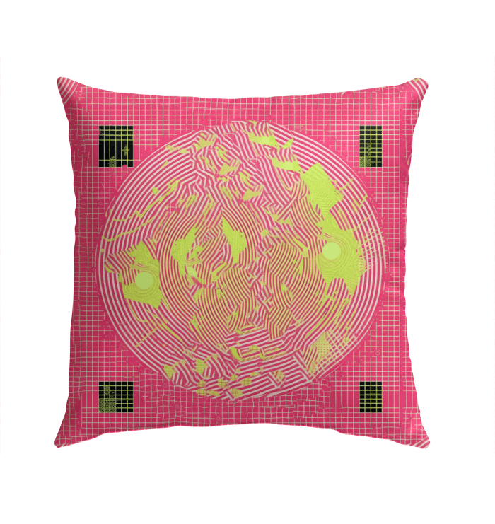 Balletic Intensity Attire Outdoor Pillow on a patio chair, enhancing outdoor decor with its artistic ballet print.