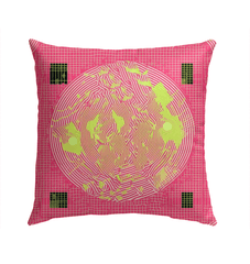 Balletic Intensity Attire Outdoor Pillow on a patio chair, enhancing outdoor decor with its artistic ballet print.
