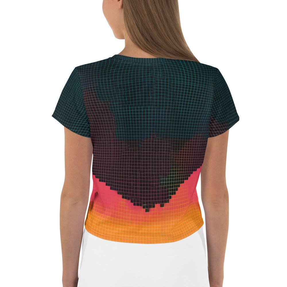 Stylish all-over print crop tee for a sophisticated look.