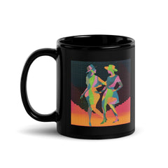 Close-up of Balletic Intimacy Attire Black Glossy Mug handle.
